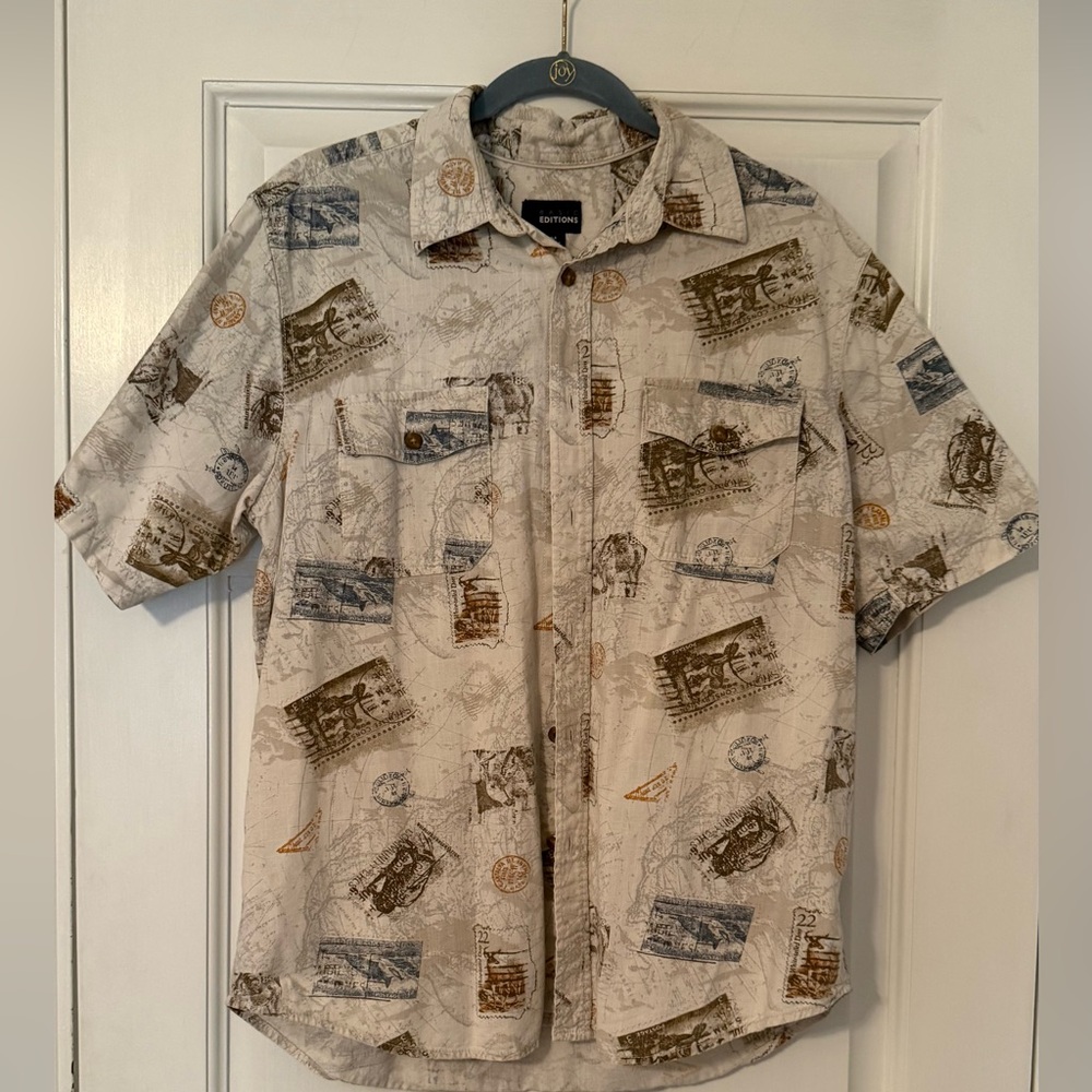 Basic Editions Beige Nautical Print Shirt